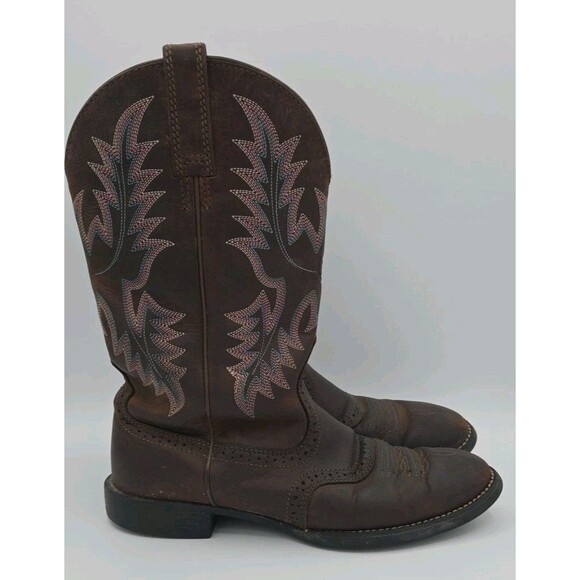 Ariat Women's Heritage Stockman Sassy Performance Brown Boots Round Toe Size 8.5 - Picture 6 of 9